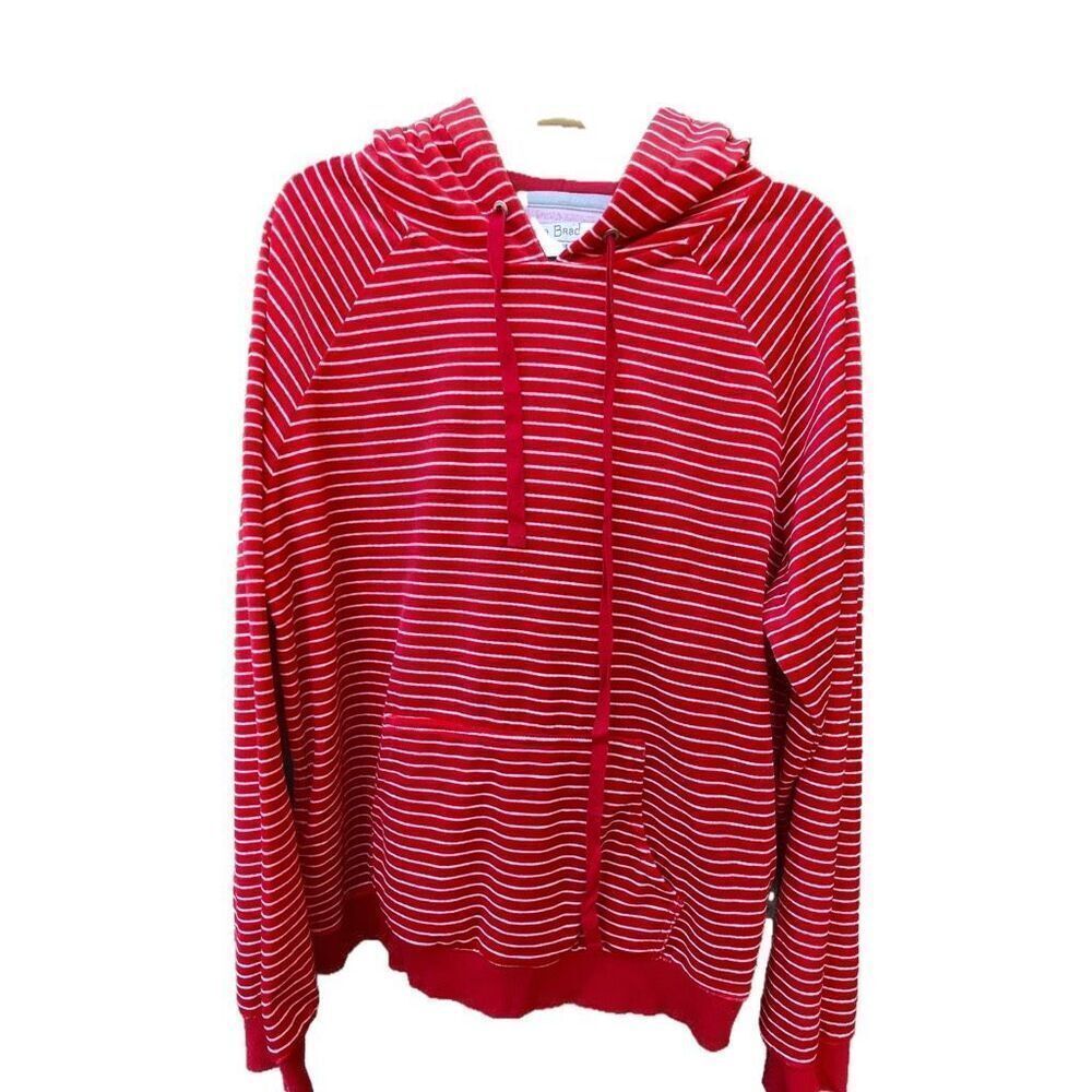Vera Bradley size L striped velvet hoodie with kangaroo pocket.